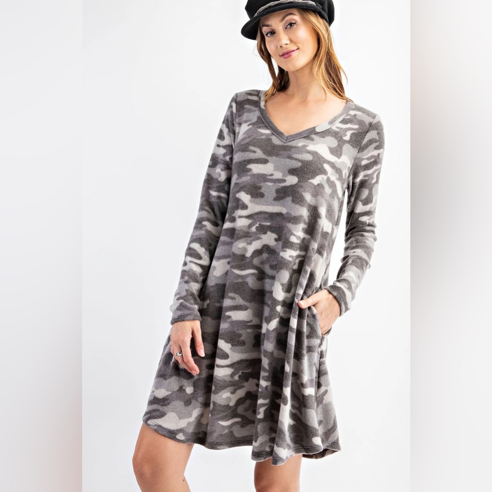 NWOT Three Bird Nest Brushed Camo Swing Dress